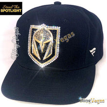 Load image into Gallery viewer, Black Golden Knights Snapback - Crystal Crest - hand-jeweled with Swarovski® crystals by Bling Vegas