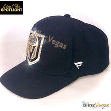 Load image into Gallery viewer, Black Golden Knights Snapback - Crystal Crest - view 2, hand-jeweled by Bling Vegas