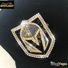 Load image into Gallery viewer, Black Golden Knights Snapback - Crystal Crest - view 3, hand-jeweled by Bling Vegas