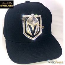 Load image into Gallery viewer, Black Golden Knights Snapback - Crystal Crest - view 4, hand-jeweled by Bling Vegas