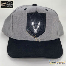 Load image into Gallery viewer, Blackout Golden Knights Snapback - Crystal Logo - view 2, hand-jeweled by Bling Vegas