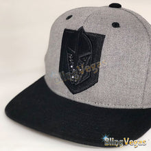 Load image into Gallery viewer, Blackout Golden Knights Snapback - Crystal Logo - view 3, hand-jeweled by Bling Vegas