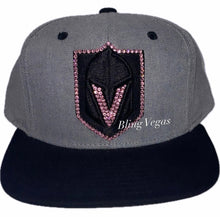 Load image into Gallery viewer, Blackout Golden Knights Snapback - Crystal Logo - view 4, hand-jeweled by Bling Vegas