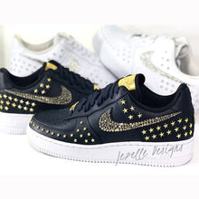 Load image into Gallery viewer, Custom Crystal Air Force 1 - Black &amp; Gold - hand-jeweled with Swarovski® crystals by Bling Vegas