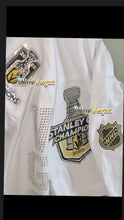 Load image into Gallery viewer, Custom Golden Knights Denim Jacket - Crystallized - view 2, hand-jeweled by Bling Vegas