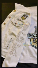 Load image into Gallery viewer, Custom Golden Knights Denim Jacket - Crystallized - view 4, hand-jeweled by Bling Vegas
