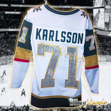 Load image into Gallery viewer, Custom Golden Knights Jersey - Home, Crystallized - view 4, hand-jeweled by Bling Vegas