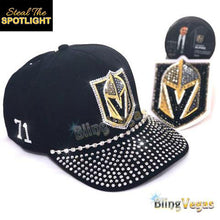 Load image into Gallery viewer, Custom Golden Knights Snapback - Hand-Jeweled - view 2, hand-jeweled by Bling Vegas
