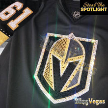 Load image into Gallery viewer, Custom VGK Away Jersey - White, Crystallized - view 2, hand-jeweled by Bling Vegas