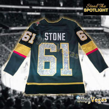 Load image into Gallery viewer, Custom VGK Away Jersey - White, Crystallized - view 5, hand-jeweled by Bling Vegas