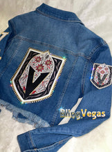 Load image into Gallery viewer, Day of the Dead Golden Knights Denim - Blue, Special Edition - hand-jeweled with Swarovski® crystals by Bling Vegas