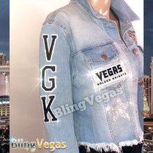 Load image into Gallery viewer, Day of the Dead Golden Knights Jacket - One of One - view 3, hand-jeweled by Bling Vegas