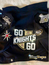 Load image into Gallery viewer, Go Knights Go Denim Jacket - Hand-Jeweled - view 2, hand-jeweled by Bling Vegas