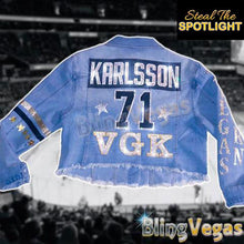 Load image into Gallery viewer, Golden Knights Denim Jacket - Limited, Hand-Jeweled - hand-jeweled with Swarovski® crystals by Bling Vegas