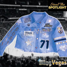 Load image into Gallery viewer, Golden Knights Denim Jacket - Limited, Hand-Jeweled - view 3, hand-jeweled by Bling Vegas