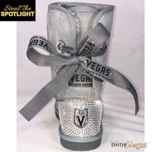 Load image into Gallery viewer, Golden Knights Fur-Lined Boots - Crystallized - view 3, hand-jeweled by Bling Vegas