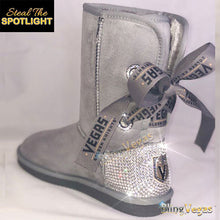 Load image into Gallery viewer, Golden Knights Fur-Lined Boots - Crystallized - view 4, hand-jeweled by Bling Vegas