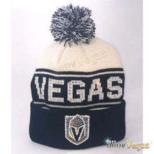 Load image into Gallery viewer, Golden Knights Pom Beanie - Crystallized - hand-jeweled with Swarovski® crystals by Bling Vegas