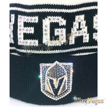 Load image into Gallery viewer, Golden Knights Pom Beanie - Crystallized - view 2, hand-jeweled by Bling Vegas