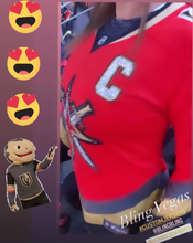 Load image into Gallery viewer, Golden Knights Reverse Retro Jersey - Red, Crystallized - view 3, hand-jeweled by Bling Vegas