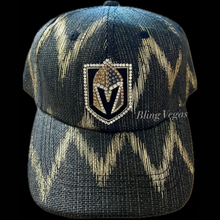 Load image into Gallery viewer, Golden Knights Sparkle Hat - Black &amp; Gold - view 2, hand-jeweled by Bling Vegas