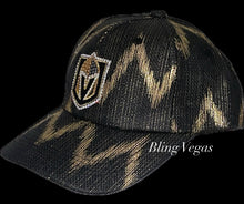 Load image into Gallery viewer, Golden Knights Sparkle Hat - Black &amp; Gold - view 3, hand-jeweled by Bling Vegas