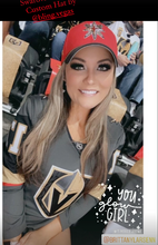 Load image into Gallery viewer, Retro Red Golden Knights Hat - Crystal Logo - view 2, hand-jeweled by Bling Vegas