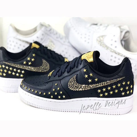 black nike air force 1 with stars