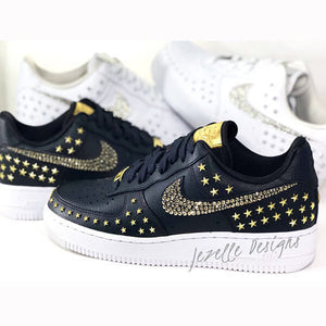 Limited Edition! - Custom Bling Nike Women's Air Force 1 (Black Gold)