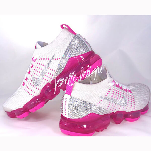 Custom Bling Women's Nike Air Vapormax (White/Pink Rise)